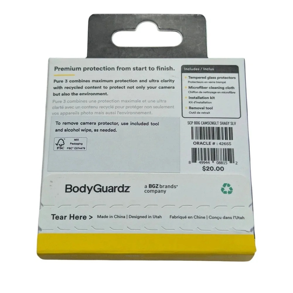 Z9N Bodyguardz Tempered Glass Camera Protector for iPhone 15 / 15‎ Plus GLITTER
